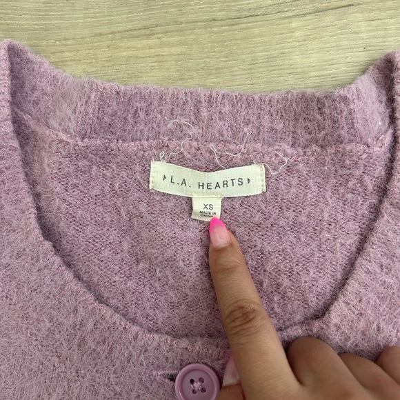 Pacsun/L.A. Hearts Lavender Cropped Button Up - Picture 2 of 2